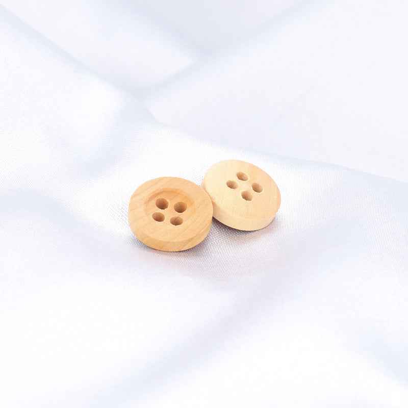 11.5mm Round 4 Hole Natural Poplar Wood Buttons for Children's Handmade Crafts 100PCS - Lots of Buttons