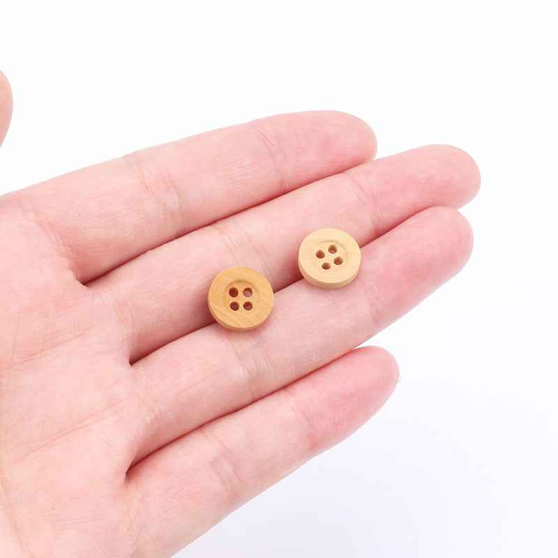 11.5mm Round 4 Hole Natural Poplar Wood Buttons for Children's Handmade Crafts 100PCS - Lots of Buttons