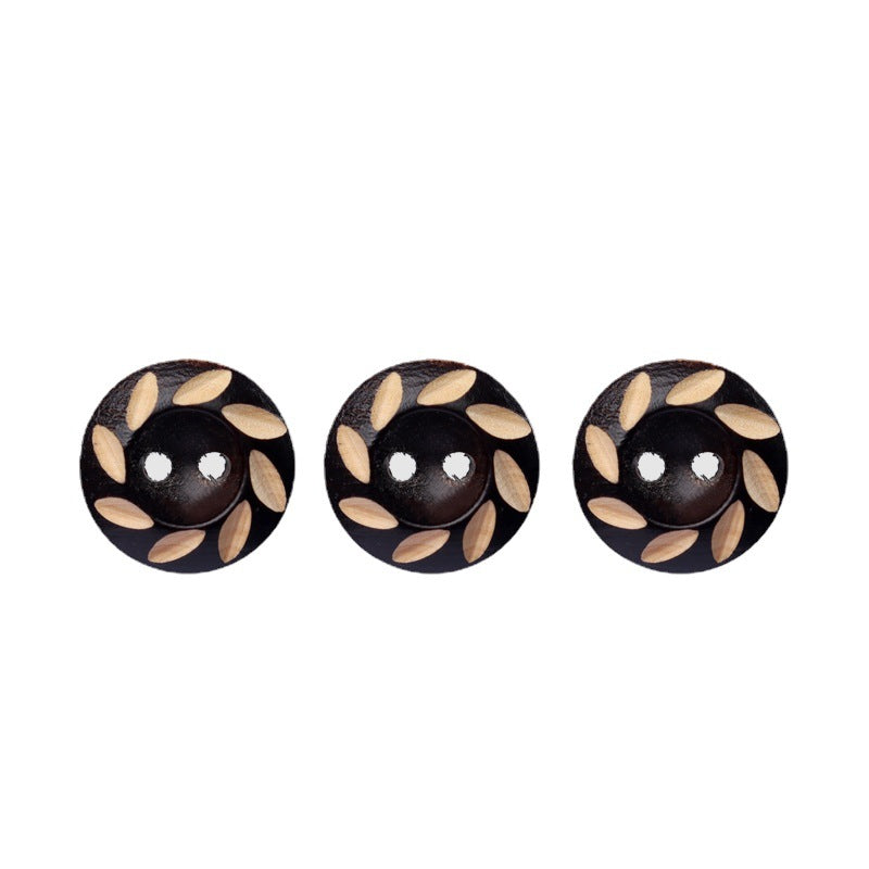 Bottoni in legno naturale dipinti di marrone scuro, intagliati al laser, rotondi, 2 fori, 11,5 mm, 40 pezzi