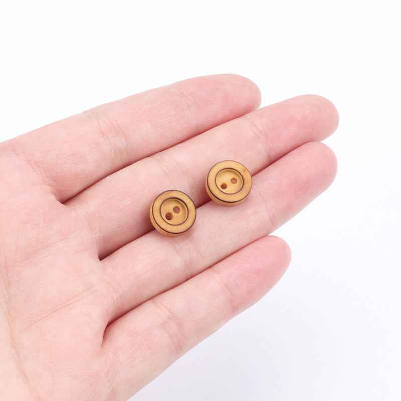 11.5mm Round 2-Hole Poplar Wood Buttons for Children's Sweater Cardigans 60pcs - Lots of Buttons