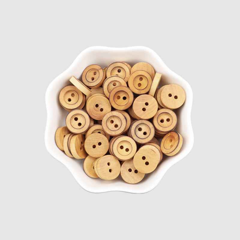11.5mm Round 2-Hole Poplar Wood Buttons for Children's Sweater Cardigans 60pcs - Lots of Buttons