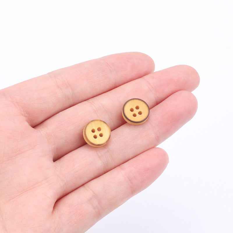 11.5mm Round 4-Hole Poplar Wood Buttons for Children's Sweater Cardigans 60pcs - Lots of Buttons