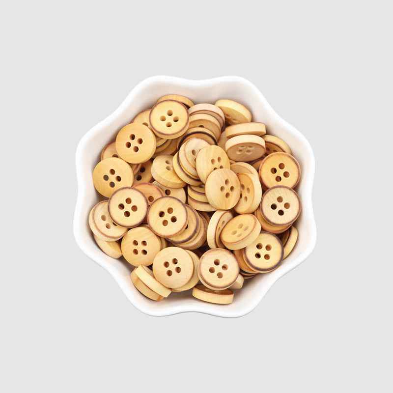 11.5mm Round 4-Hole Poplar Wood Buttons for Children's Sweater Cardigans 60pcs - Lots of Buttons