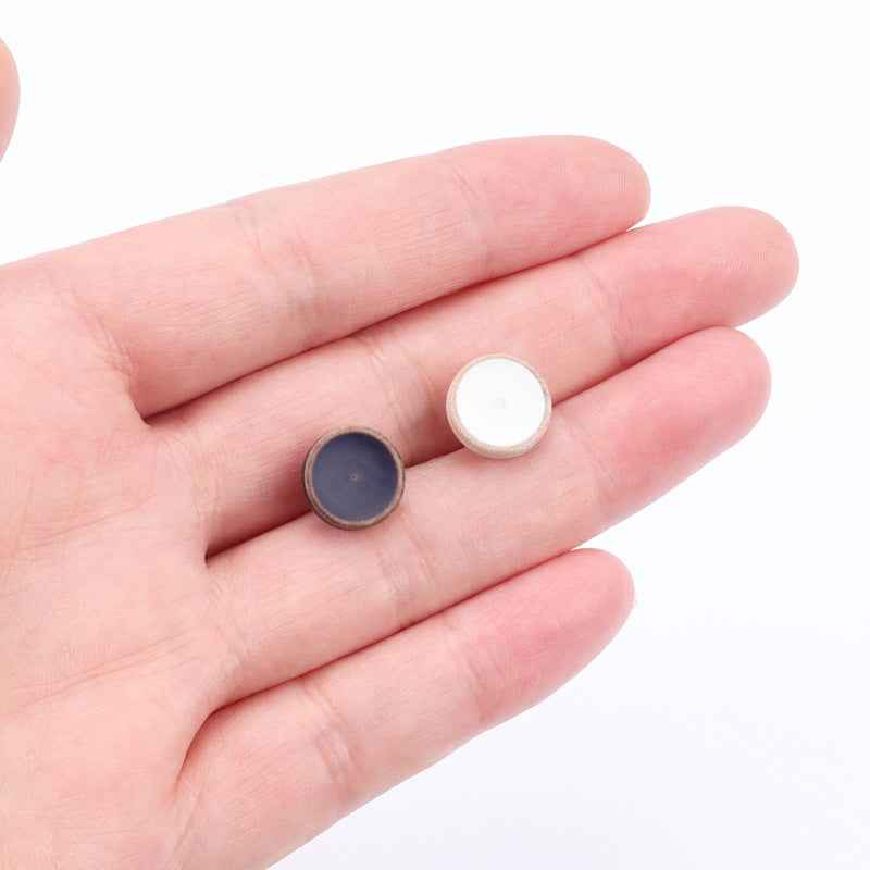 11.5mm Round Blue White Painted Distressed Shank Wood Buttons for Children's Sweaters Cardigans 40pcs - Lots of Buttons