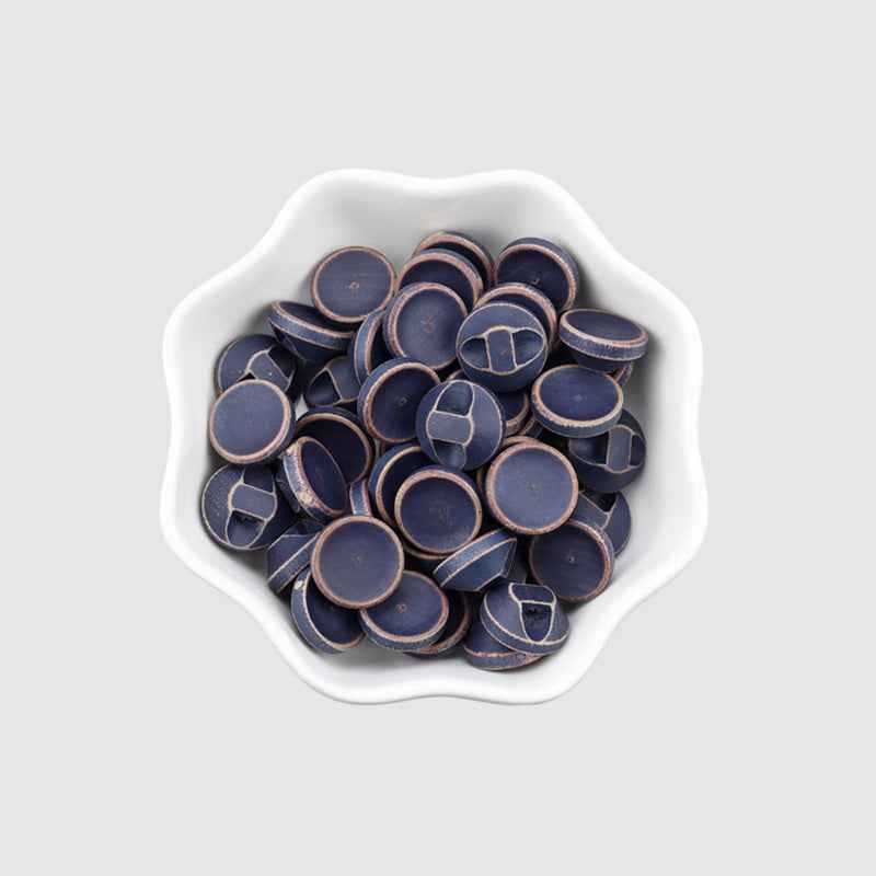 11.5mm Round Blue White Painted Distressed Shank Wood Buttons for Children's Sweaters Cardigans 40pcs - Lots of Buttons