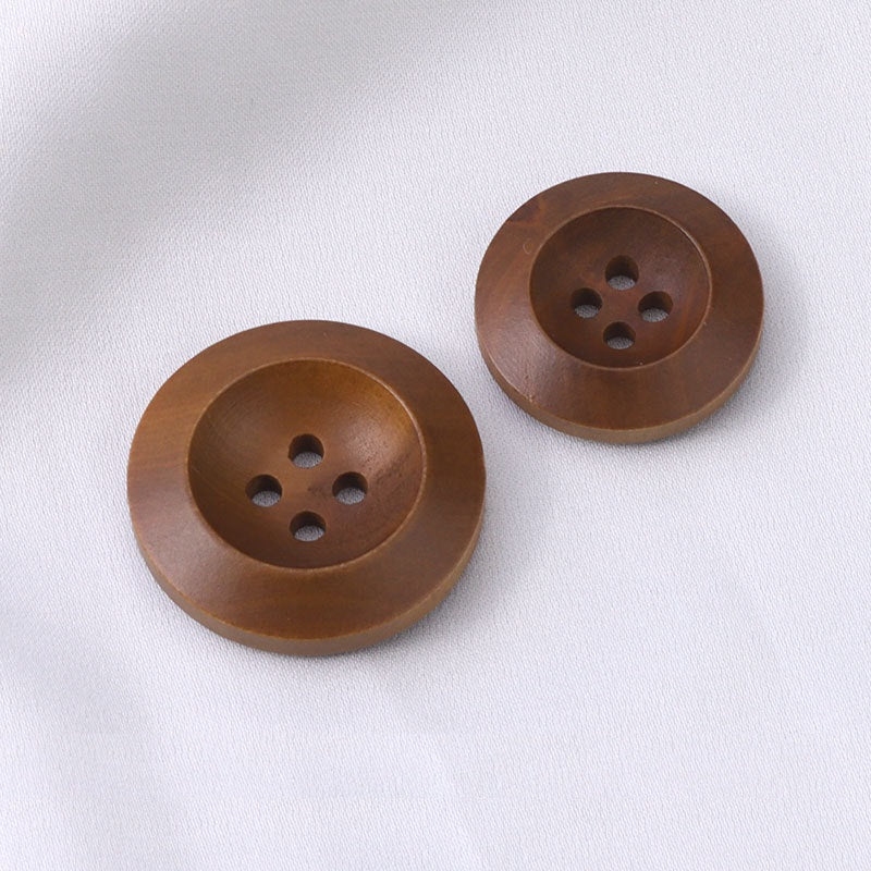 Bottoni in legno di poplar verniciati rotondi vintage a 4 fori da 20/25mm per cappotti di abbigliamento