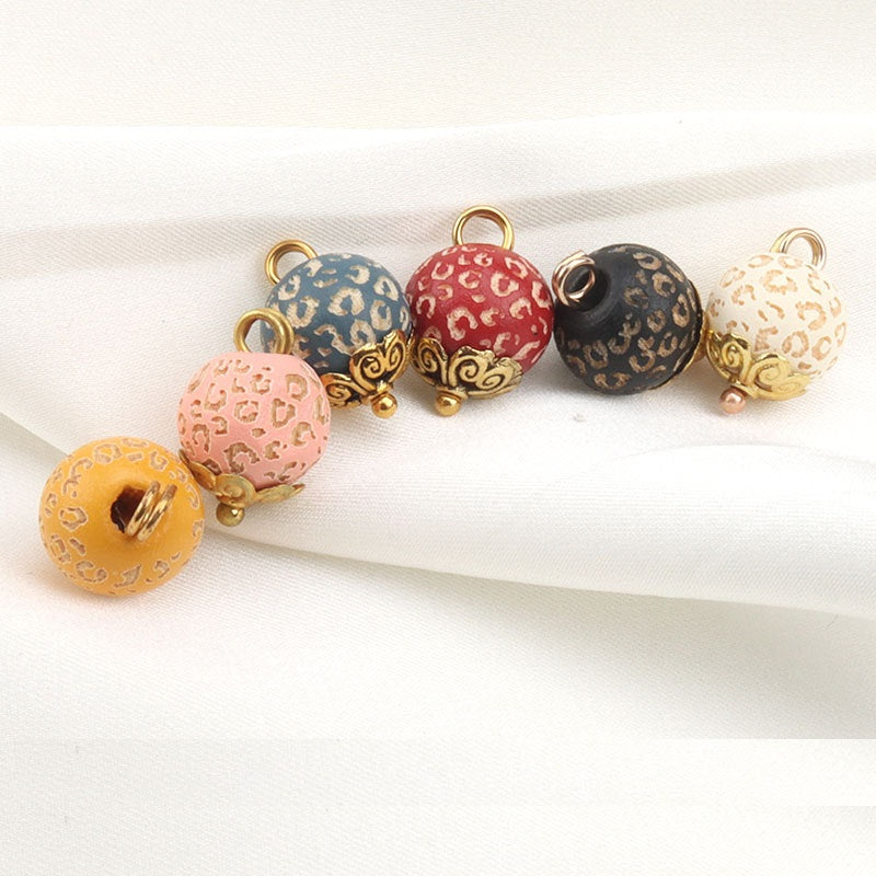 10mm Metal Flower Color Baking Finish Laser Wood Bead Buttons 30 Pack
