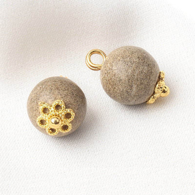 10mm Khaki Coconut Shell Round Button with Metal Shank 30 Pack