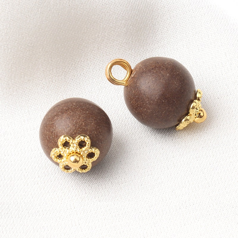 10mm Khaki Coconut Shell Round Button with Metal Shank 30 Pack