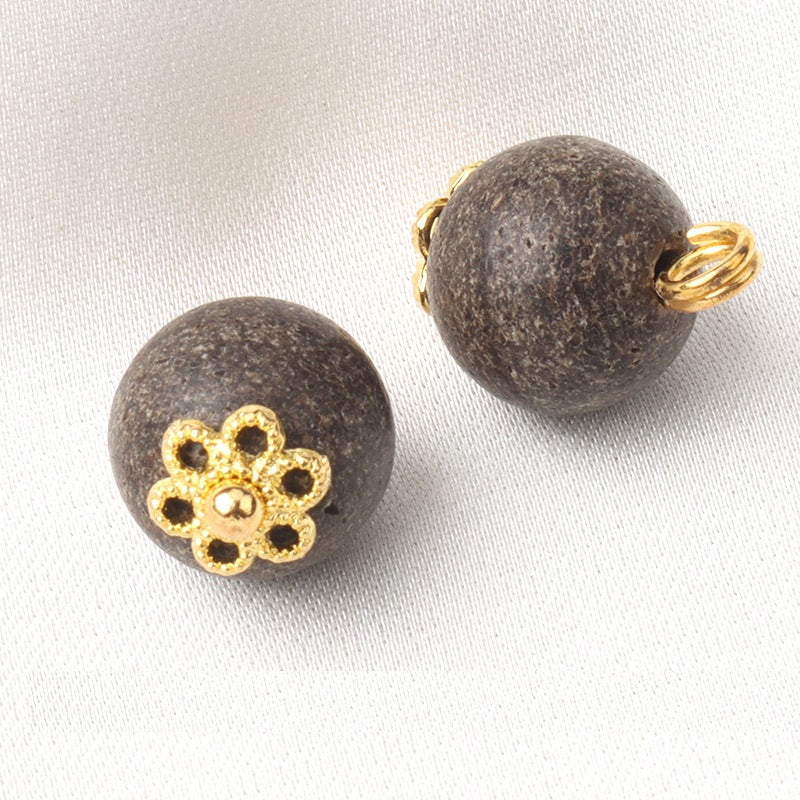 10mm Khaki Coconut Shell Round Button with Metal Shank 30 Pack
