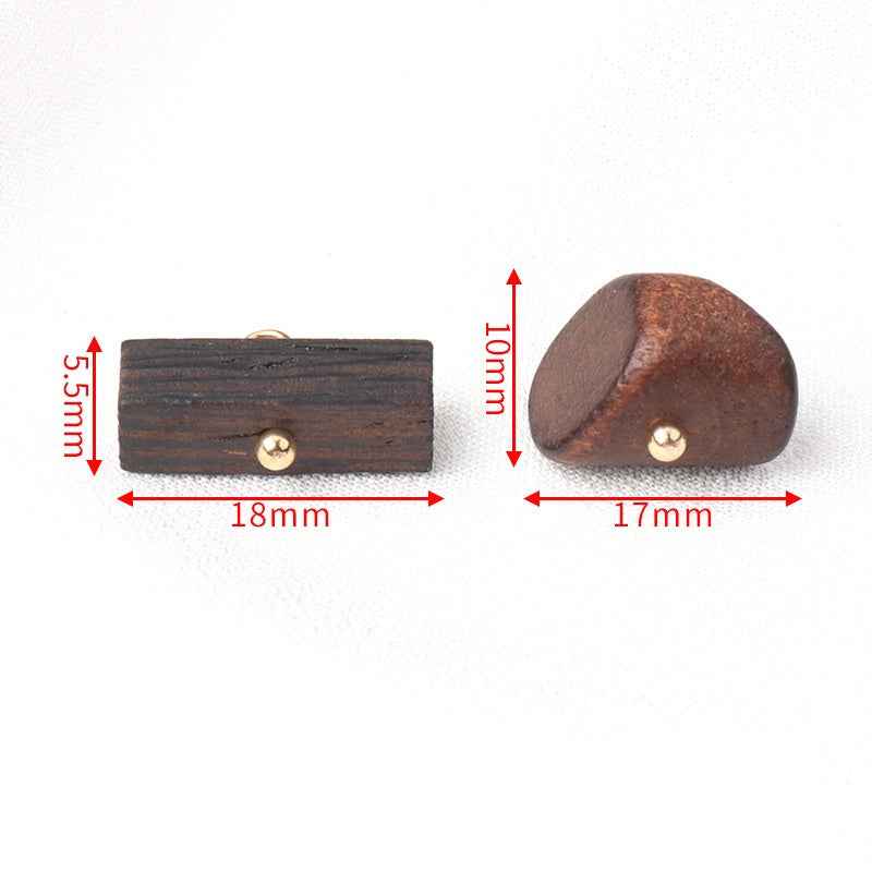 Vintage Dark Brown Long Strip Irregular Trapezoidal Wood Buttons for Children's Jackets 20pcs - Lots of Buttons