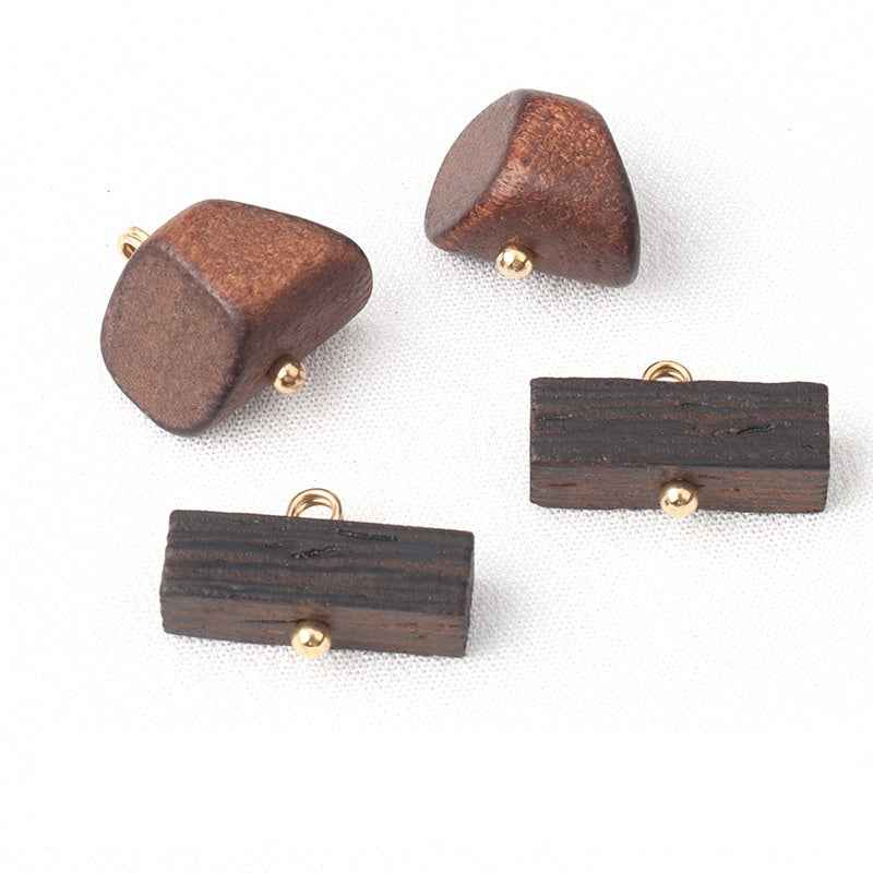 Vintage Dark Brown Long Strip Irregular Trapezoidal Wood Buttons for Children's Jackets 20pcs - Lots of Buttons