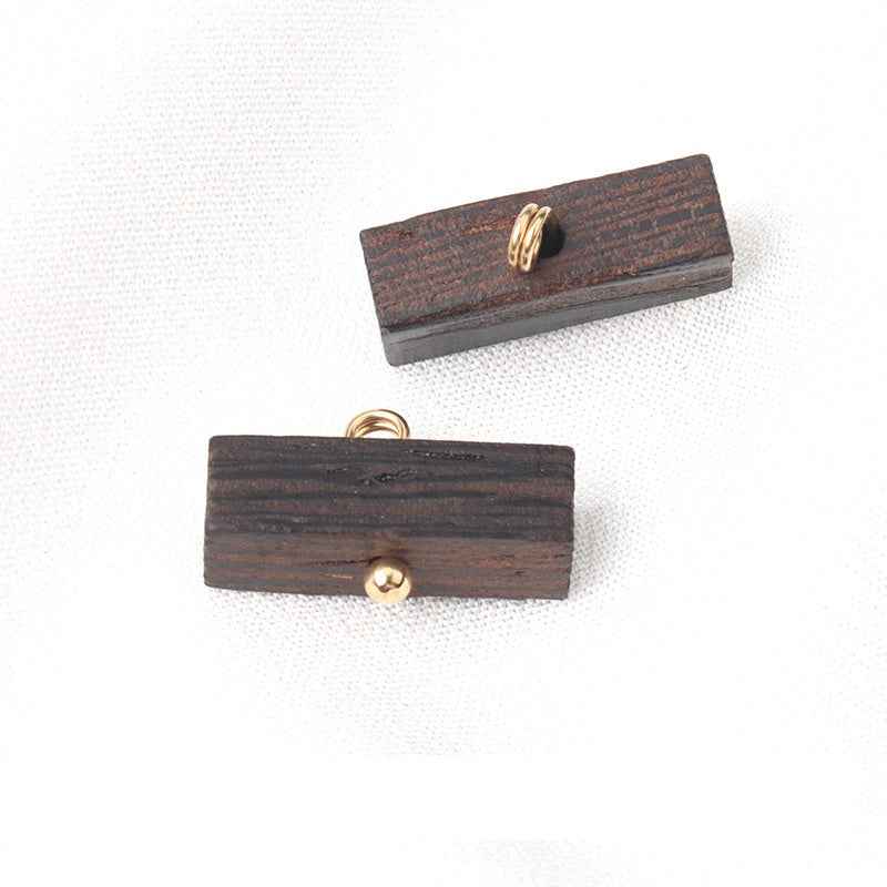 Vintage Dark Brown Long Strip Irregular Trapezoidal Wood Buttons for Children's Jackets 20pcs - Lots of Buttons