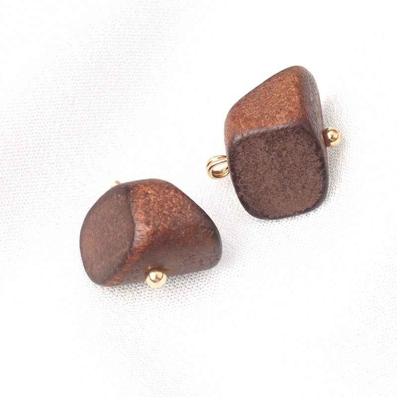 Vintage Dark Brown Long Strip Irregular Trapezoidal Wood Buttons for Children's Jackets 20pcs - Lots of Buttons