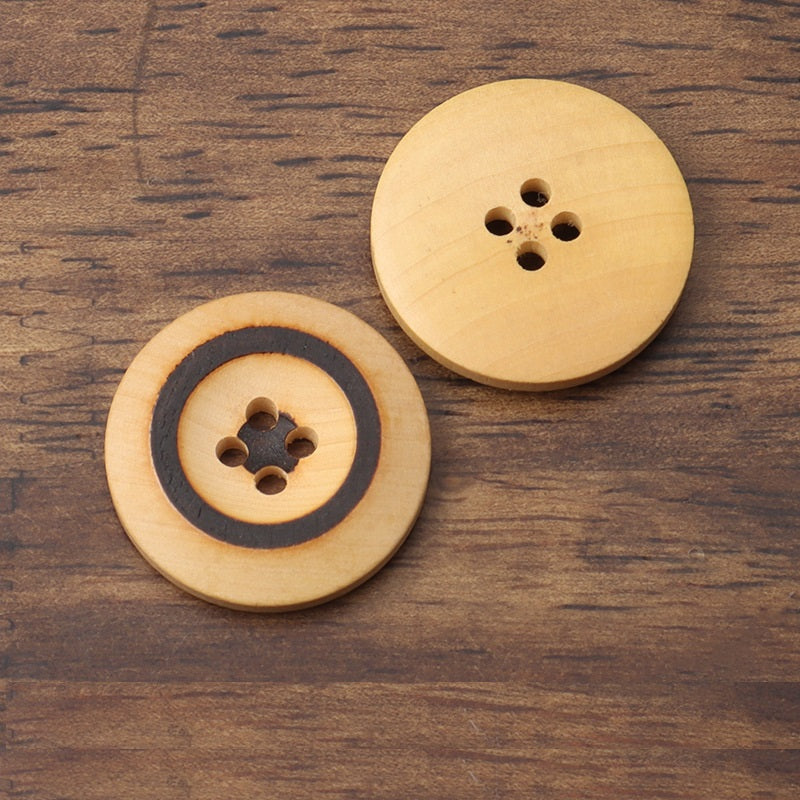 Bottoni in legno di poplar laserati da 11-25mm con 4 fori per giacche, maglioni e camicie