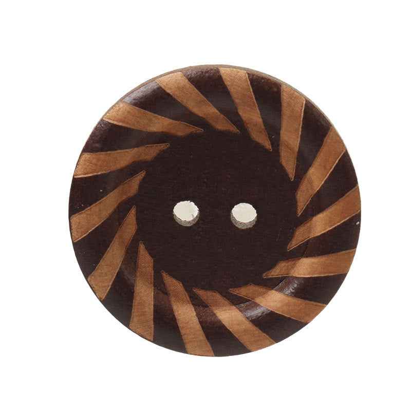 Round 2-Hole Brown Painted Laser Carved Wood Buttons for Children's Clothing - Lots of Buttons