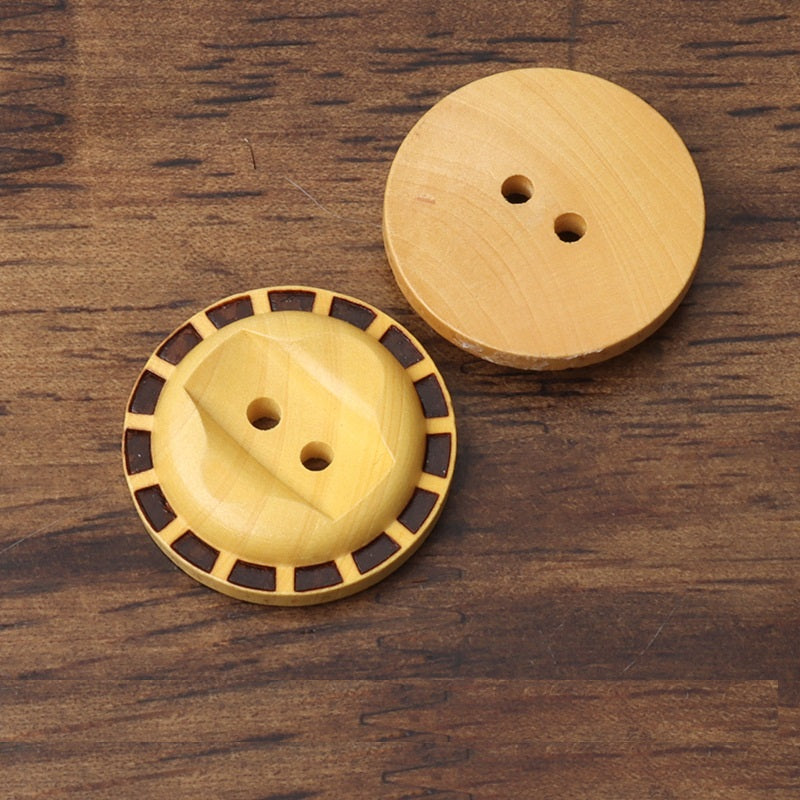 Bottoni rotondi in legno di pioppo laserati da 10-22 mm con 2 fori per camicie in lino, maglioni, cardigan e maglieria