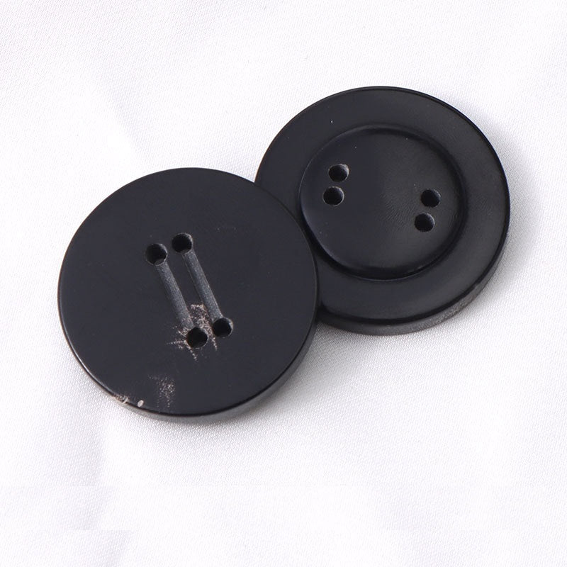 15-25mm Doppio Scanalatura Nero Rotondo 4 Fori Bottoni in Vera Corno 12pz