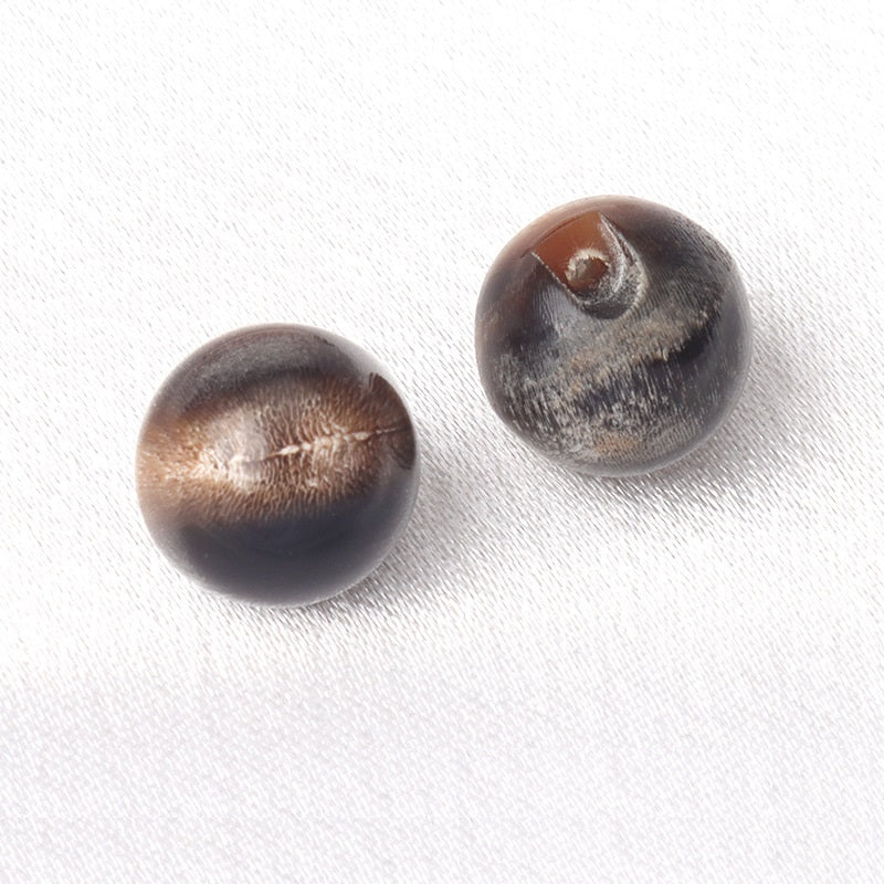 10/11mm Bottoni a Perla in Corno di Bufalo d'Acqua Naturale Nero con Foro Nascosto 10pz