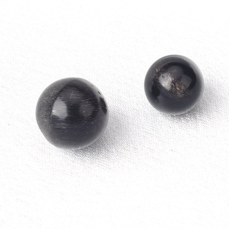 10/11mm Bottoni a Perla in Corno di Bufalo d'Acqua Naturale Nero con Foro Nascosto 10pz