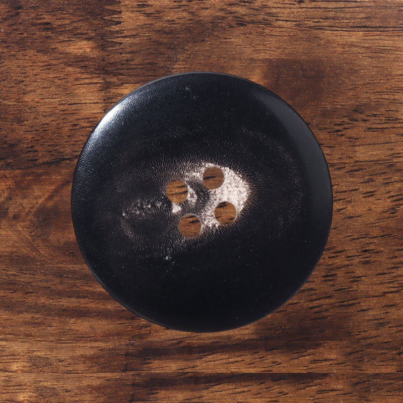 18 - 28mm Round 4 Hole Black Horn Buttons for Vintage Suit Jackets and Trench Coats 2PCS