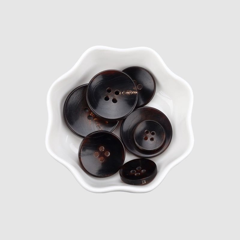 15 - 28mm Tondi 4 Fori Nero e Marrone Rosso Genuine Naturale Bottoni in Corno 20pcs