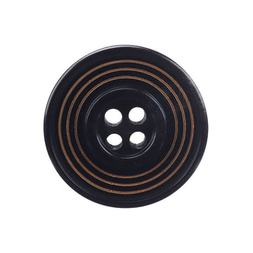 15 - 23mm Cerchio Laserato Lineato Rotondo 4 Fori Bottoni in Corno Reale 10pz