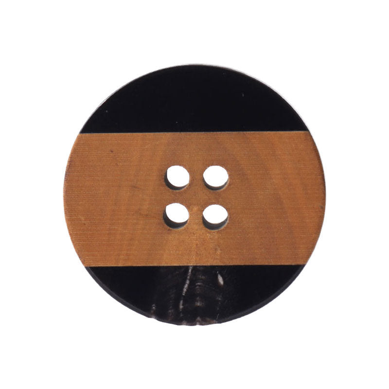 15 - 25mm Bottoni in Corno Nero Vintage Distressed Laser Giallo 4 Fori 10pcs