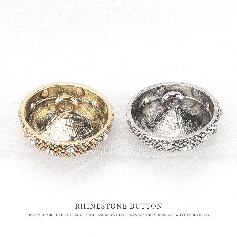 20mm Vintage Round Metal Rhinestone Buttons for Woolen Overcoats 5pcs
