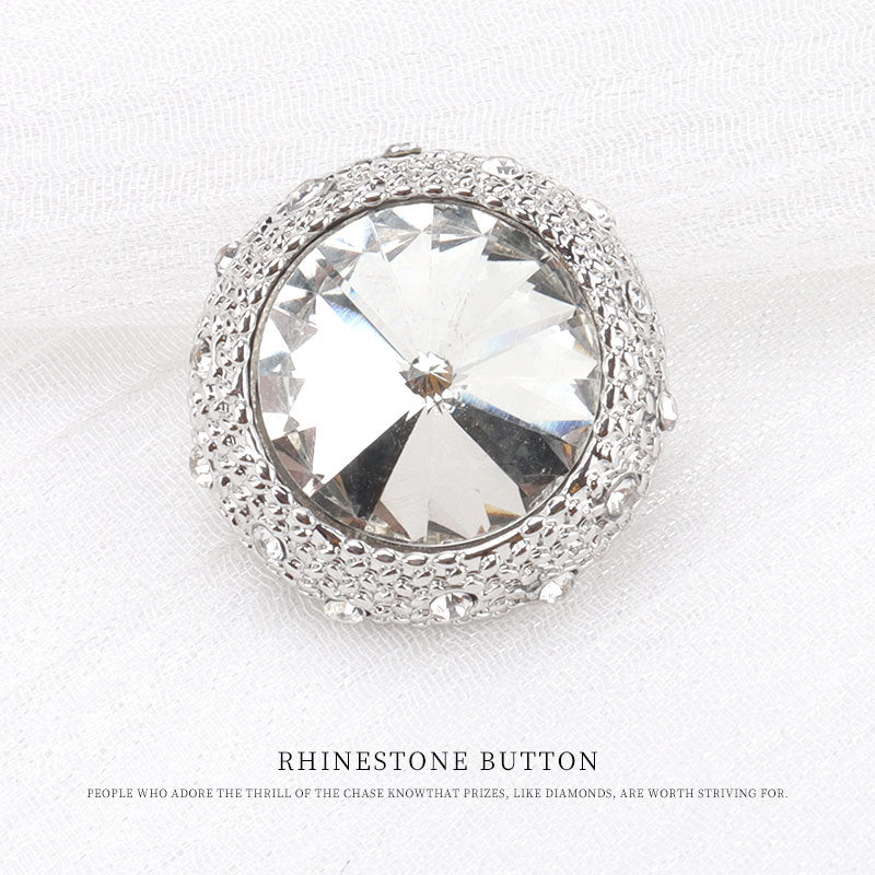 20mm Vintage Round Metal Rhinestone Buttons for Woolen Overcoats 5pcs