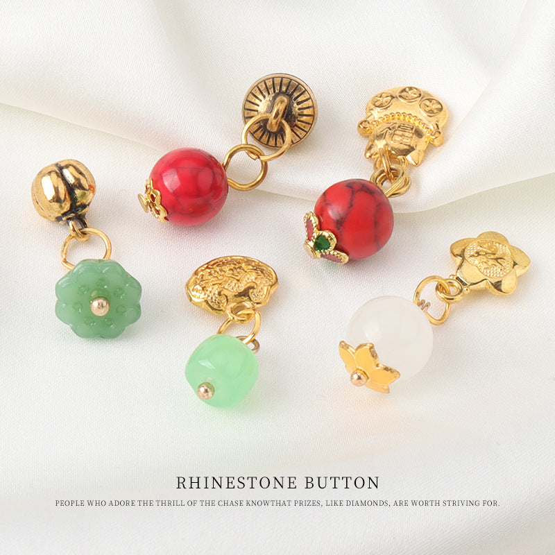 Pendant Chinese Frog Knot Button for Hanfu Qipao with Tassel 12pcs