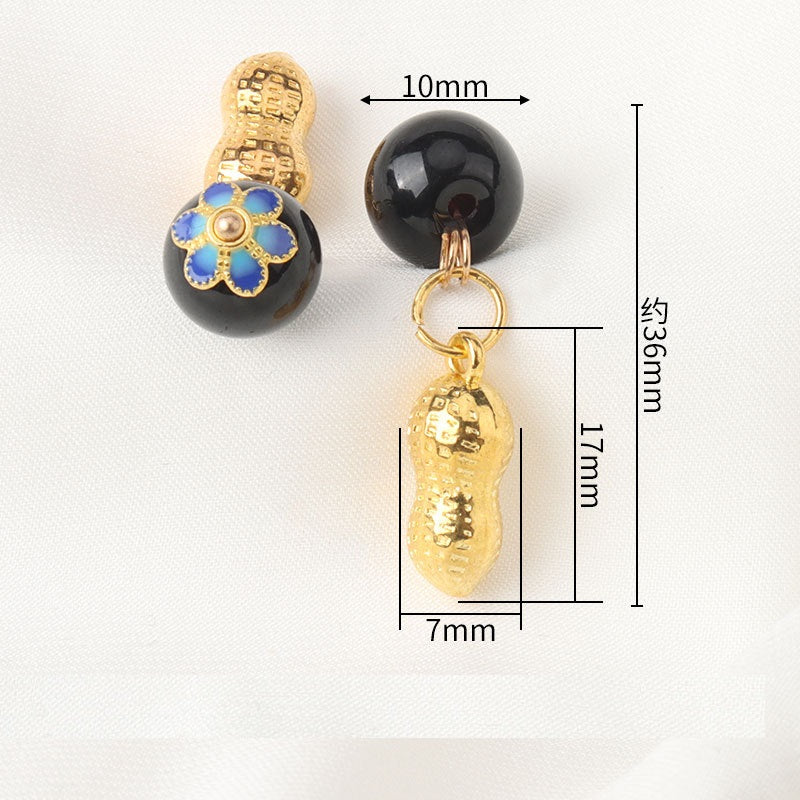 Pendant Chinese Frog Knot Button for Hanfu Qipao with Tassel 12pcs