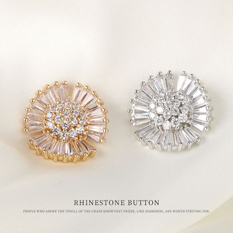 19mm Zircon Metal Base Decorative Button for Women's Coats,Clothing 2pcs - Lots of Buttons