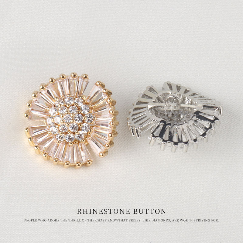 19mm Zircon Metal Base Decorative Button for Women's Coats,Clothing 2pcs - Lots of Buttons