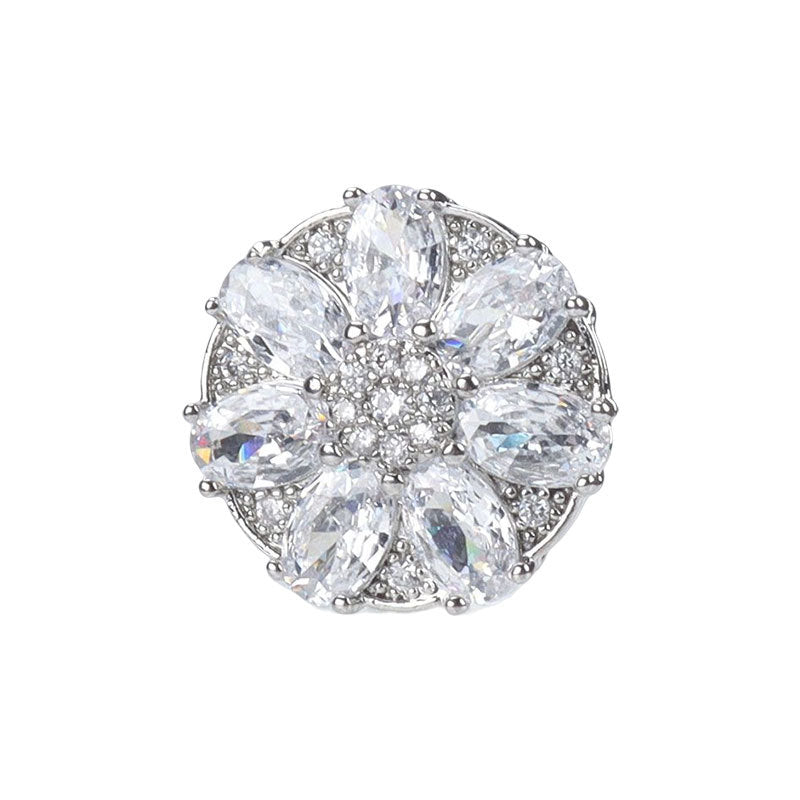 17mm Zircon Seven-Leaf Flower Diamond Metal Button for Women's Suits 2pcs - Lots of Buttons