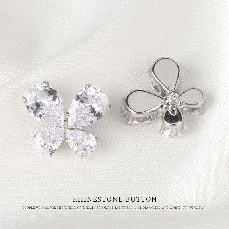 18mm Zircon Butterfly Metal Decorative Button for Women's Coats 4pcs - Lots of Buttons
