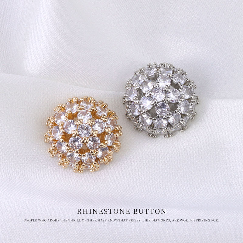 19mm Luxury Full Diamond Zircon Crystal Button for Women's Coats 2pcs - Lots of Buttons