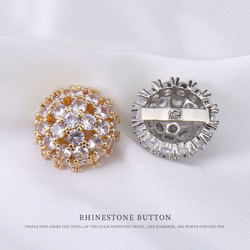 19mm Luxury Full Diamond Zircon Crystal Button for Women's Coats 2pcs - Lots of Buttons