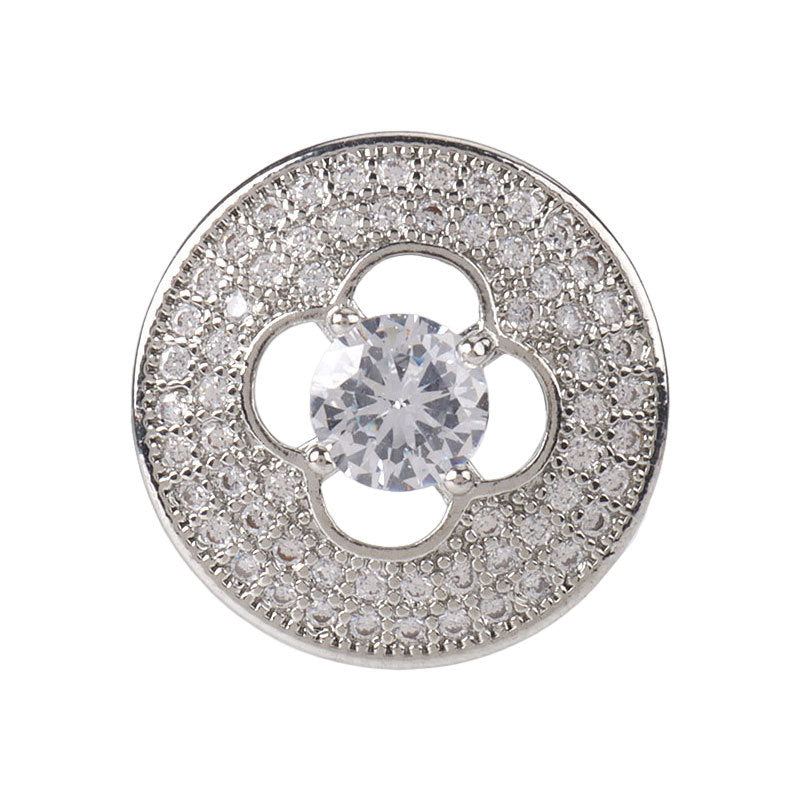 17mm Üreges Négylevelű Lóhere Zircon Díszgombok 2db