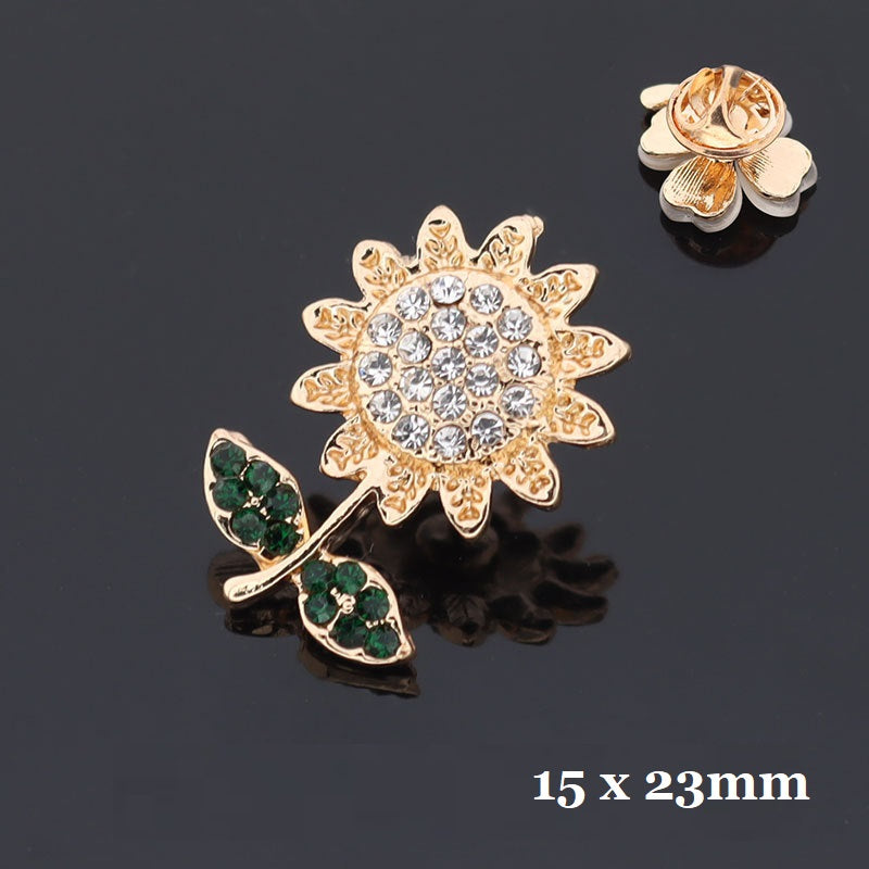 8 Pack Golden Brooches Sunflower Bow Snowflake Bee Cat Angel Flower Four Leaf Clover