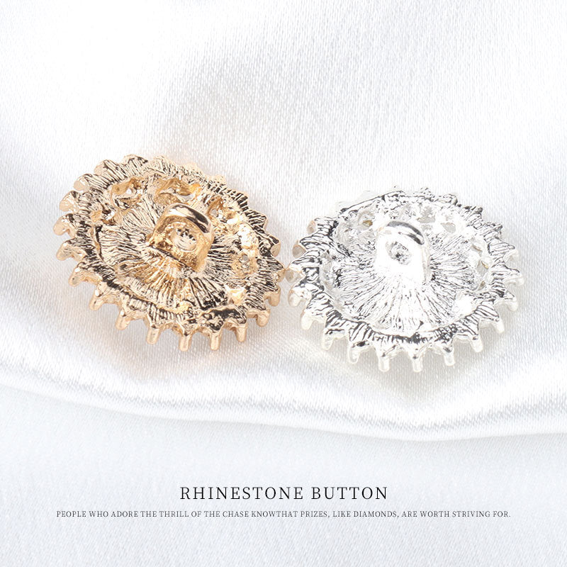 22mm Gear-Shaped Pearl Rhinestone Metal Button for Women's Knit Tops 6pcs - Lots of Buttons