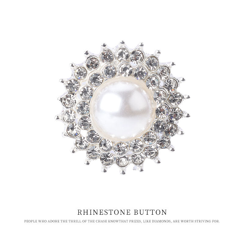 22mm Gear-Shaped Pearl Rhinestone Metal Button for Women's Knit Tops 6pcs - Lots of Buttons