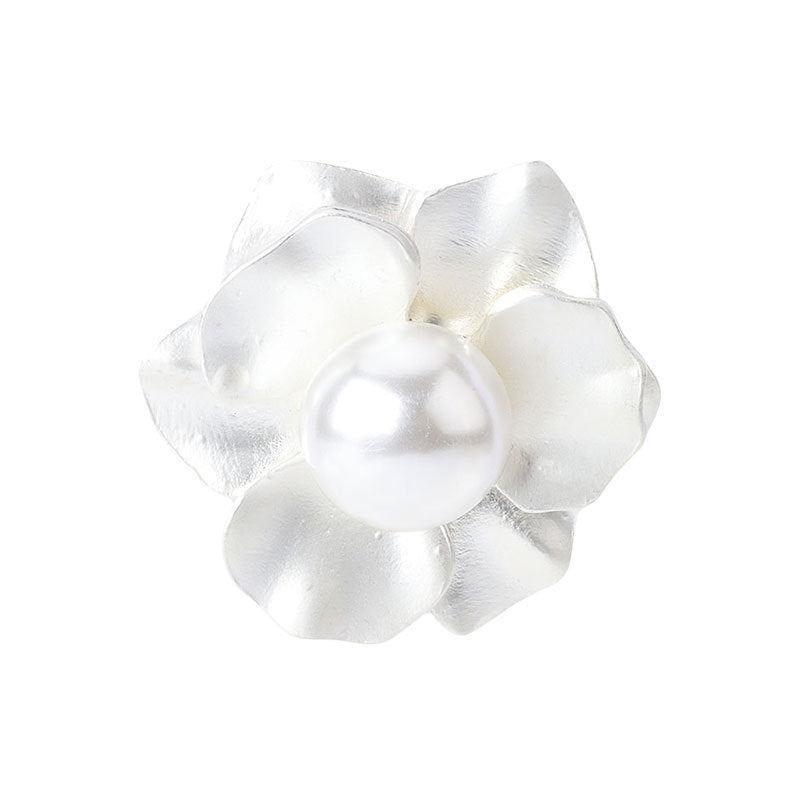 White Pearl Flower Button with Handle for Women's Coats 5pcs - Lots of Buttons