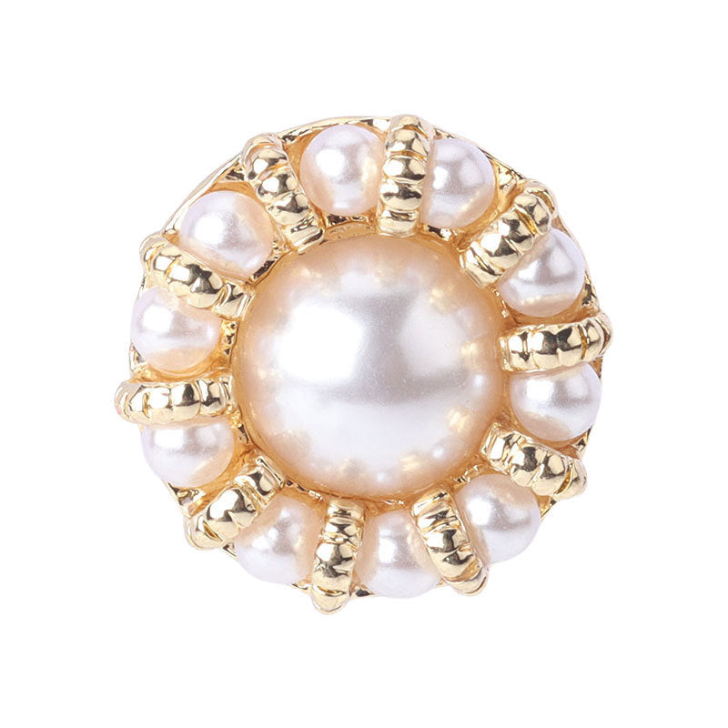 18mm Golden Round Pearl Metal Button for Women's Sweater Jackets 12pcs - Lots of Buttons