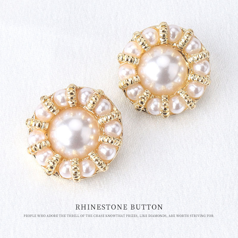 18mm Golden Round Pearl Metal Button for Women's Sweater Jackets 12pcs - Lots of Buttons