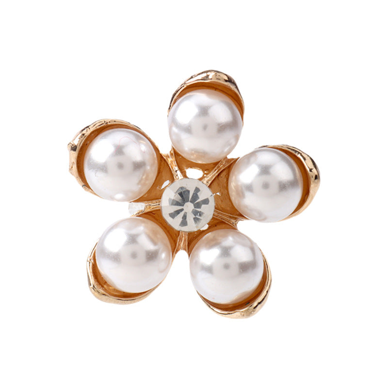 25mm Golden Metal Pearl Floral Button for Women's Coats Skirts 6pcs - Lots of Buttons