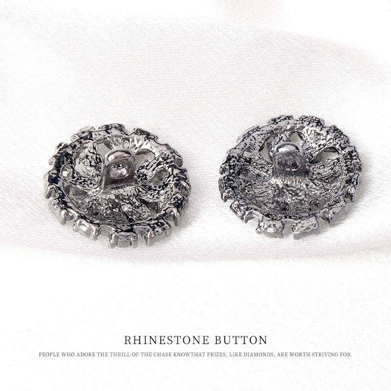 23mm Gunmetal Rund Hult Svart Hvit Krystall Krage Erme Knapper 6stk