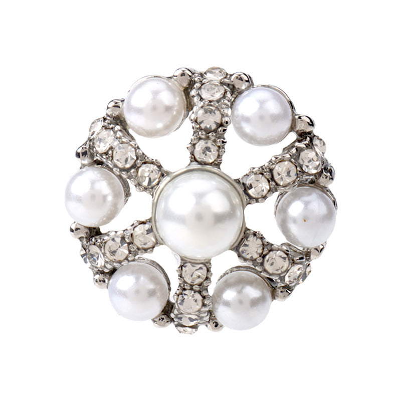 22mm Beret Pearl Rhinestone Decorative Button for Women's Sweater 6pcs - Lots of Buttons