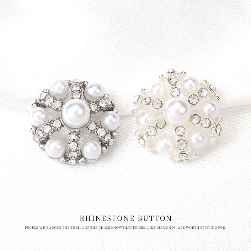 22mm Beret Pearl Rhinestone Decorative Button for Women's Sweater 6pcs - Lots of Buttons