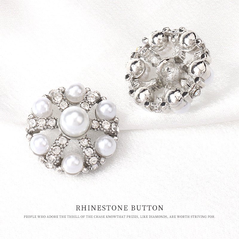 22mm Beret Pearl Rhinestone Decorative Button for Women's Sweater 6pcs - Lots of Buttons